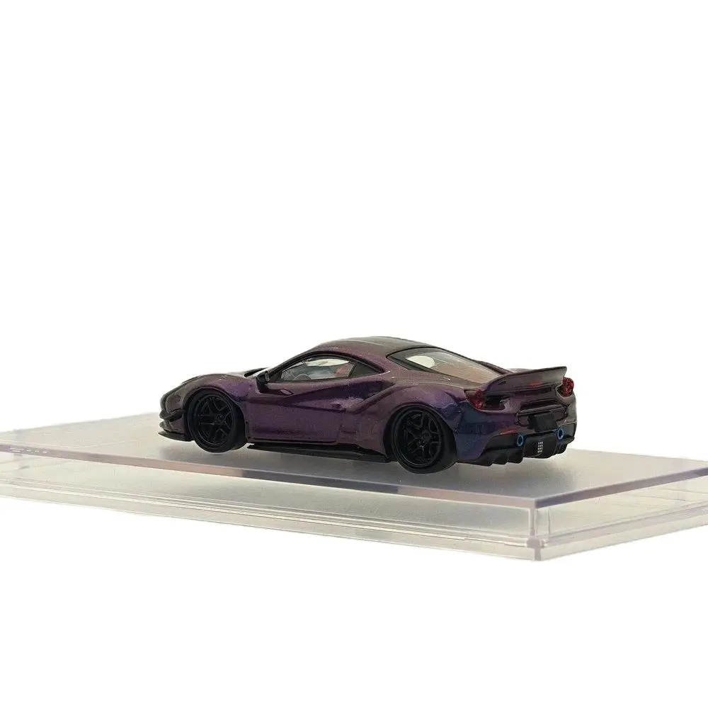 CM 1/64 LB-Works 488 Widebody LBWK Chameleon Magic Purple Diecast Model Car Miniature Toy Vehicle Models Collection