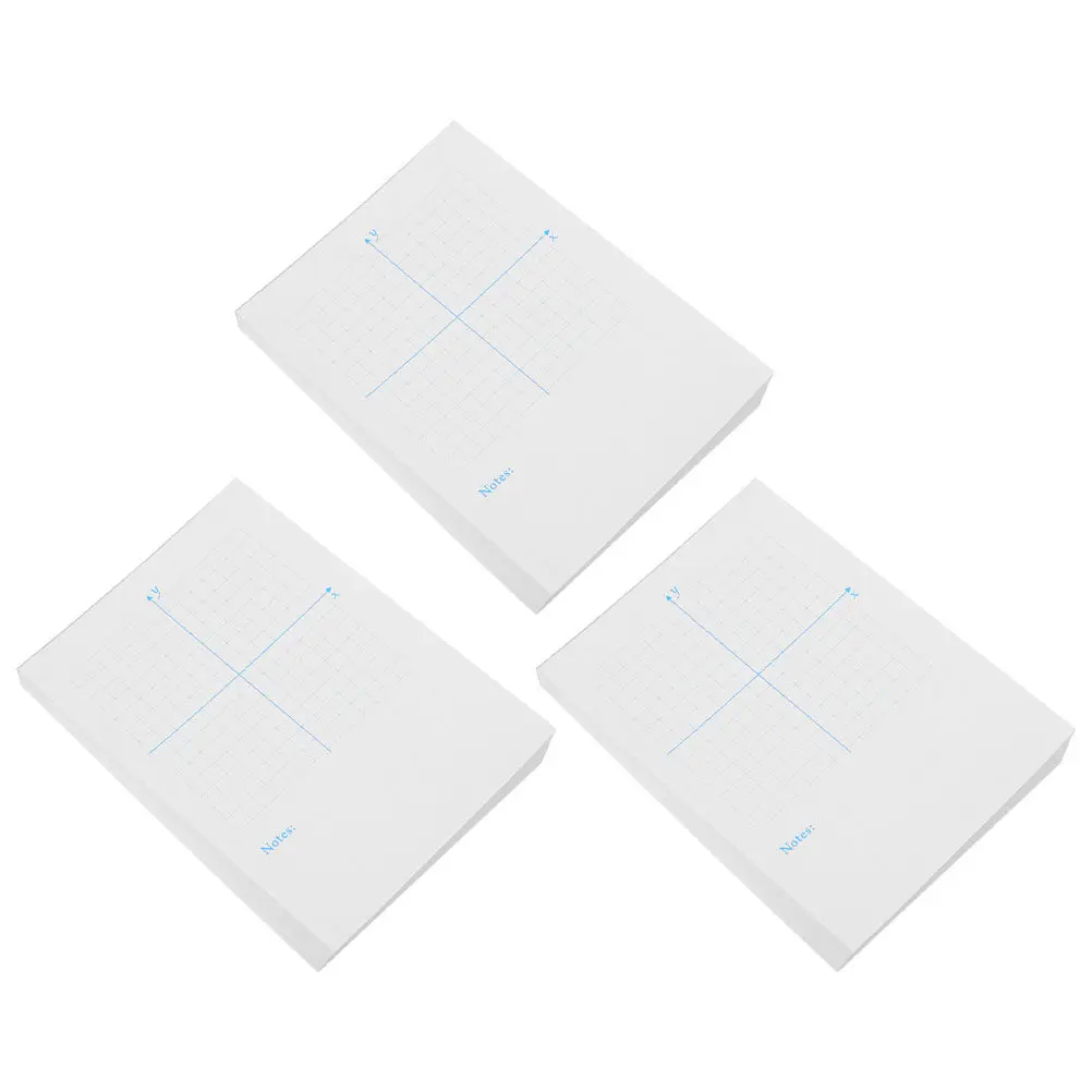 3Pcs Xy Coordinate Grid Notebook Math Graph Paper Pad for Students Engineering Drawing Teachers School Homework Practice White