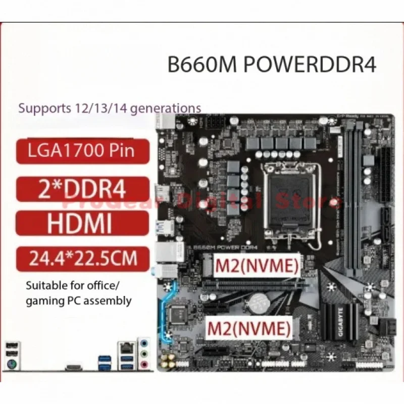 

Материнская плата GIGABYTE H610M H610-H B660M серии LGA1700 DDR4 mATX для настольных ПК