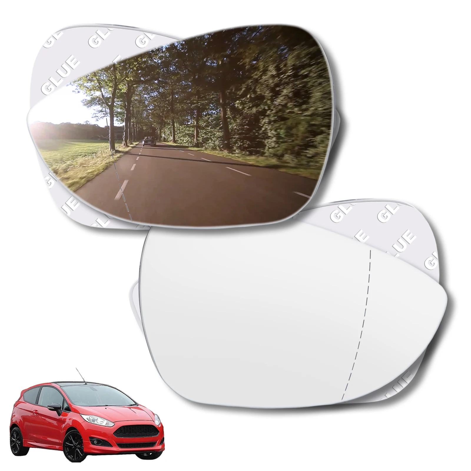 Rear View Wing Mirror Glass Stick On Without Plate Car Rearview For Ford Fiesta MK7 2008 2009 2010 2012 2013-2017 B-Max 2012+