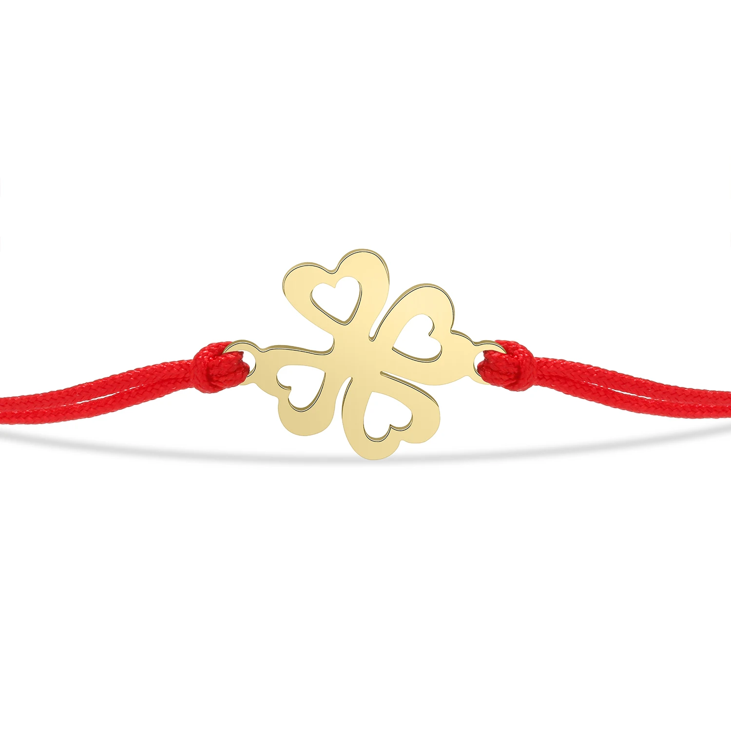 Gold-plated Stainless Steel Delicate Polish Four Leaf Clover Charm Bracelet Women Girl 2022 New Fashion Heart Red String Jewelry