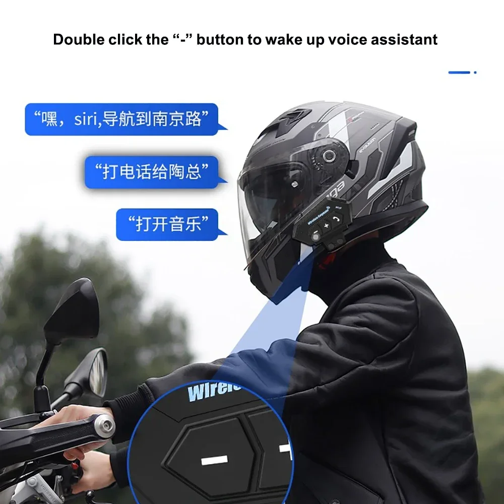 BT12 Bluetooth Motorcycle Helmet Headset Wireless Handsfree Stereo Music Player Speaker Headphone Support Auto/Manual Call