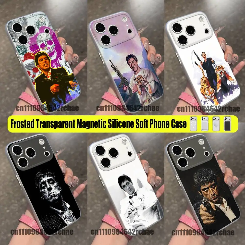 

For S-Scarface Tony Montana Phone Case iPhone 12,16,11,14,13,17,15,Plus,E,Pro,Max,Air,Mini Wireless Charge Magnetic Clear