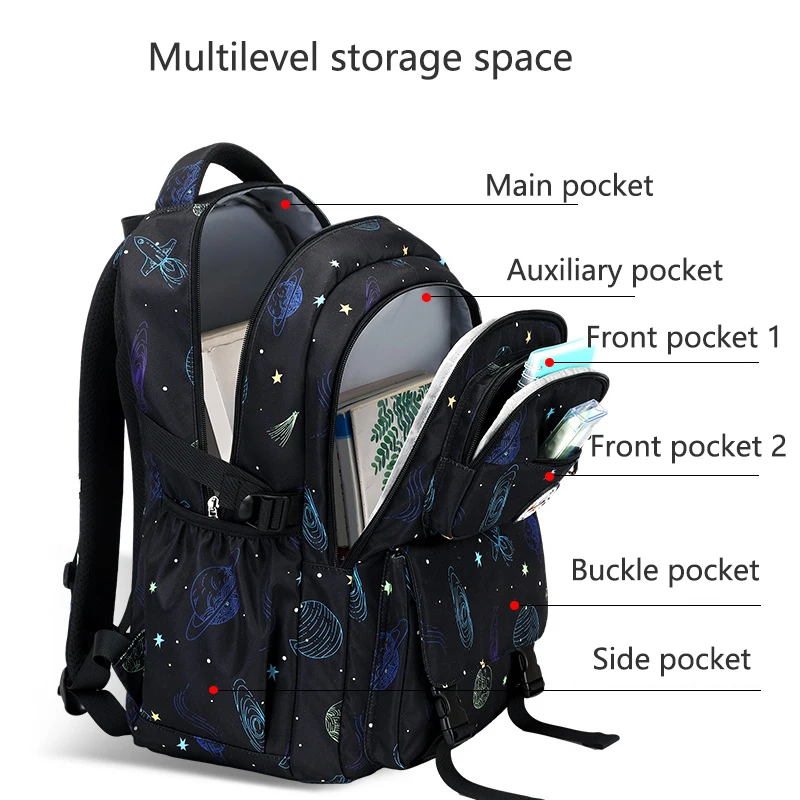 Primary School Bags for Boys Middle Student Bagpack Starry Sky Backpack Leisure Oxford