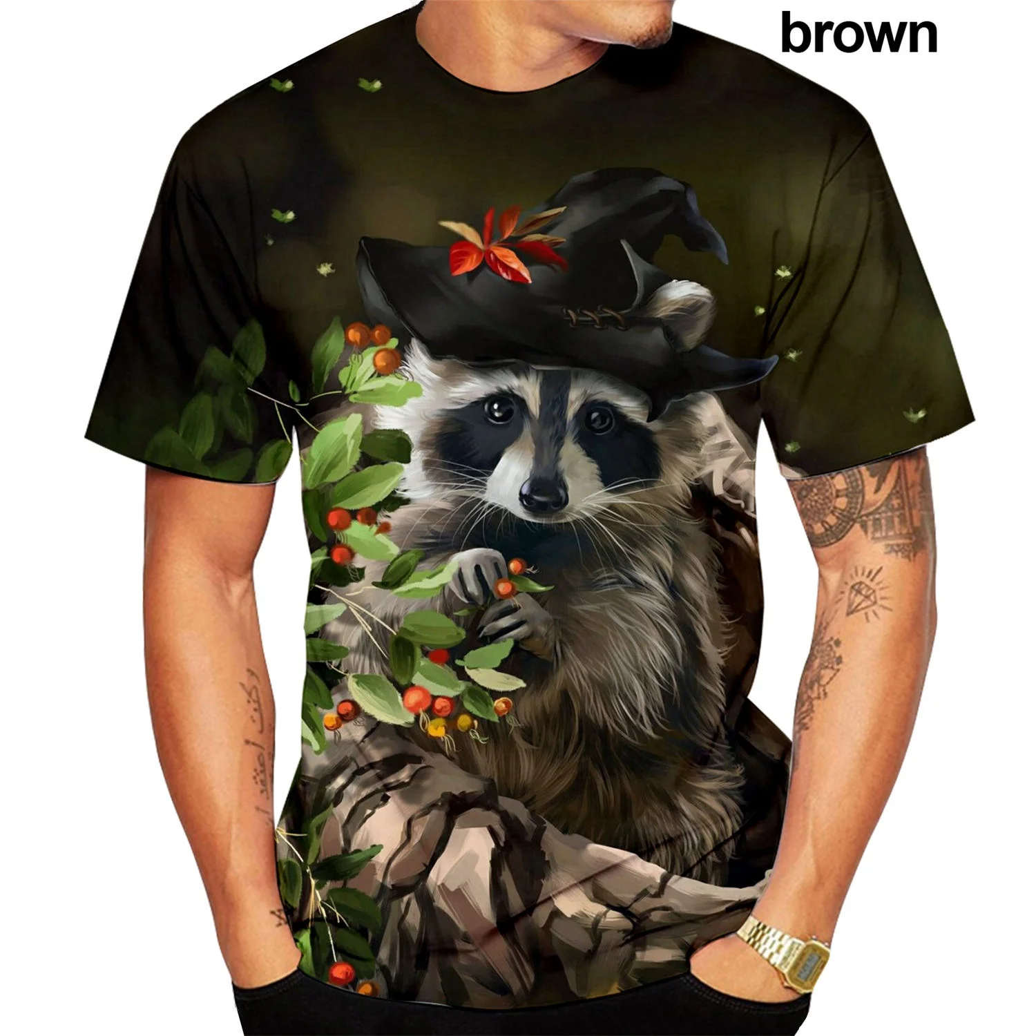 Moda nova animal guaxinim camisetas impressão 3d bonito guaxinim design camiseta feminina/masculina verão t camisa topos