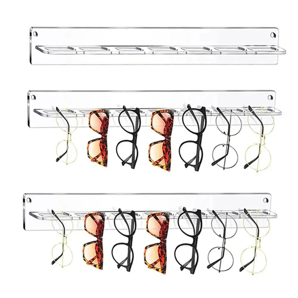 

Modern 7 Holes Eyewear Display Rack Acrylic Wall Mounted Sunglasses Display Shelf Transparent Sunglasses Stand Shops
