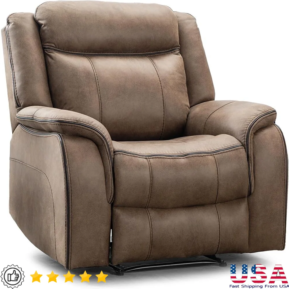 Leather Recliner Chair Manual Recliner with Massage Vibration Heat Living Room Bedroom Theater Easy Assembly 300lbs Capacity