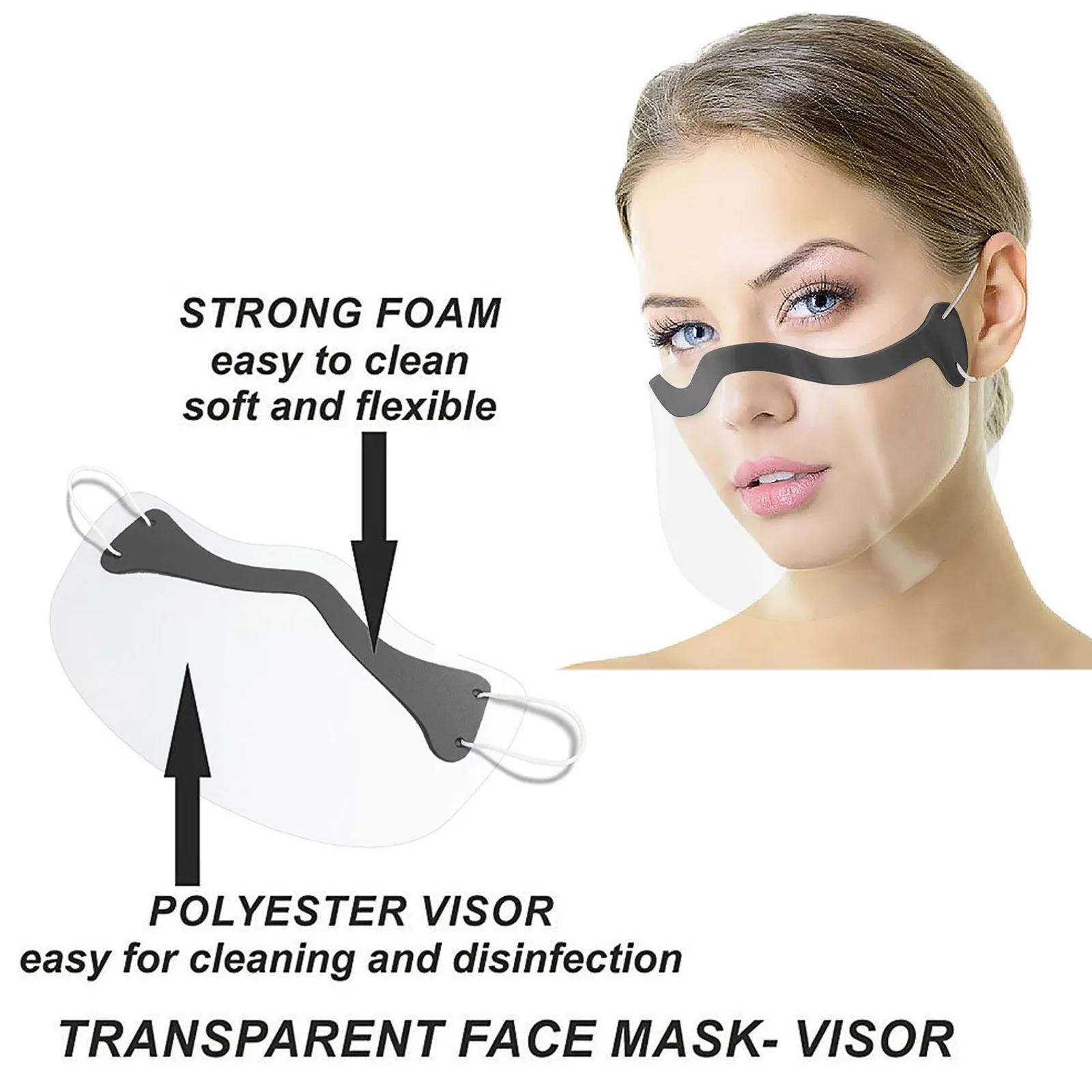 Durable Mask Face Combine Plastic Reusable Clear Face Mask Shield Outdoor Dust-Proof Face Protective Mask Reusable Mask