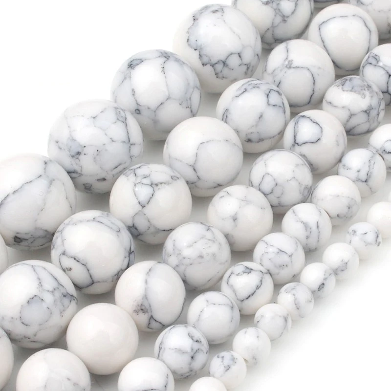 4/6/8/10/12mm Second Generation White Howlite Beads for Jewelry Bracelet Making Round Loose Beads Strand 15''