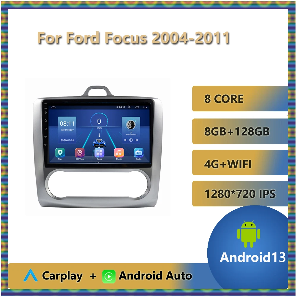 

For Ford Focus EXI MT 2 3 MK2/MK3 2004-2011 4G Carplay Android Auto Car radio Multimedia Player 2din GPS navi Stereo QLED Screen
