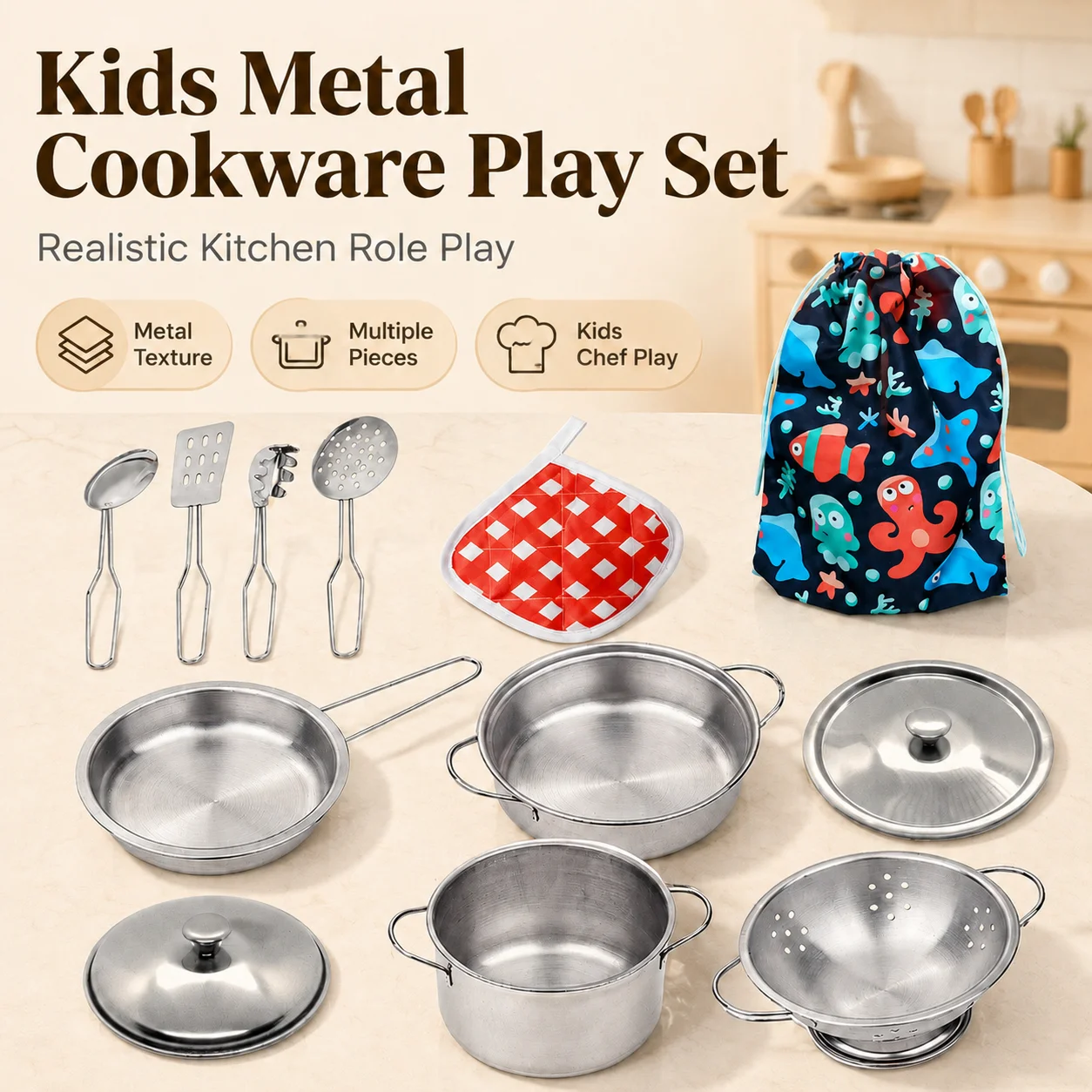 مجموعة أدوات طهي معدنية واقعية - مراجعة Kids Outdoor Kitchen Set وسعره