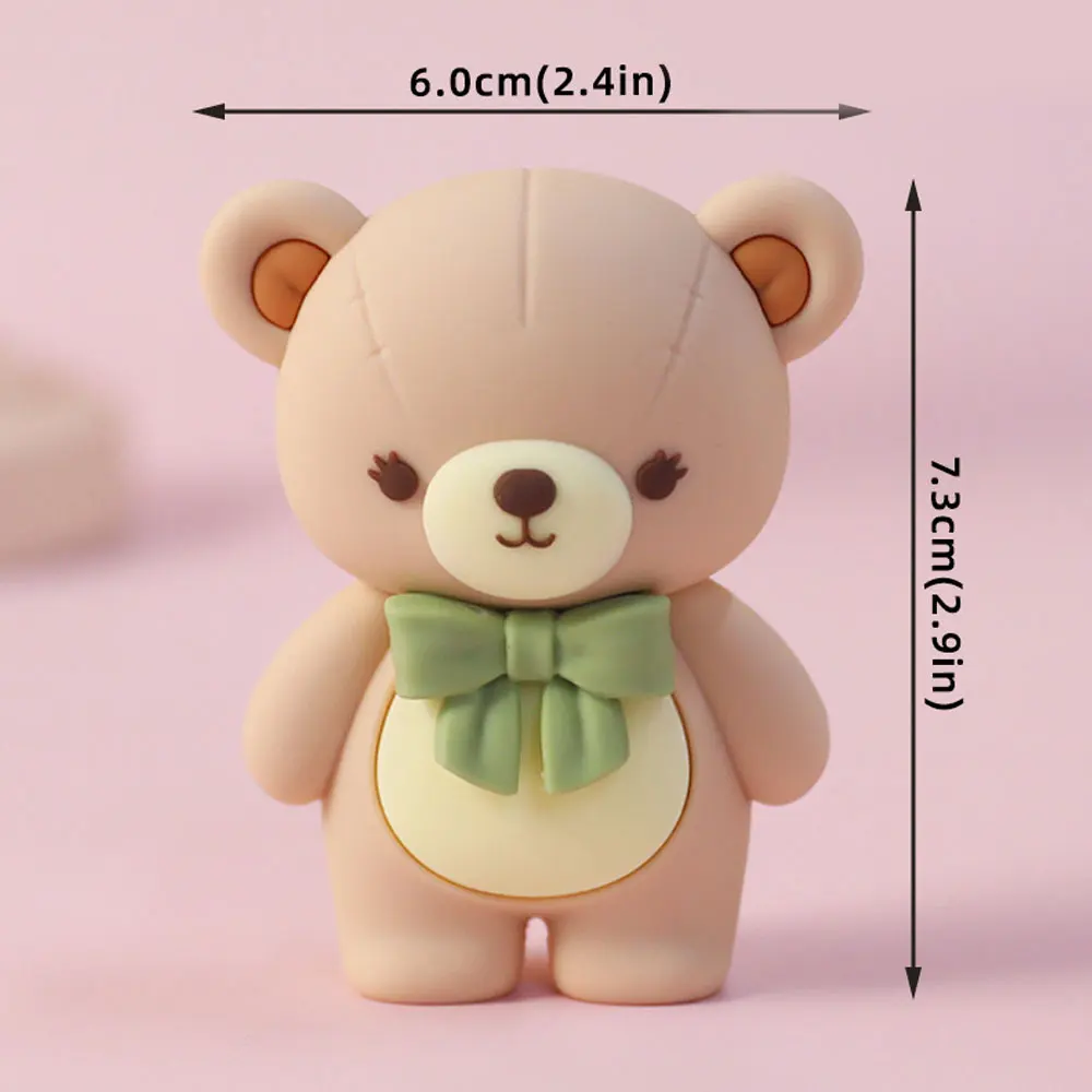 1 Set Grüne Bären-Kuchendekoration für Babyparty Gold Salbeigrüne Schaumstoffbälle Schleife Bären-Kuchenaufsatz für Mädchen Jungen Geburtstagsfeier Deko – Detail 4