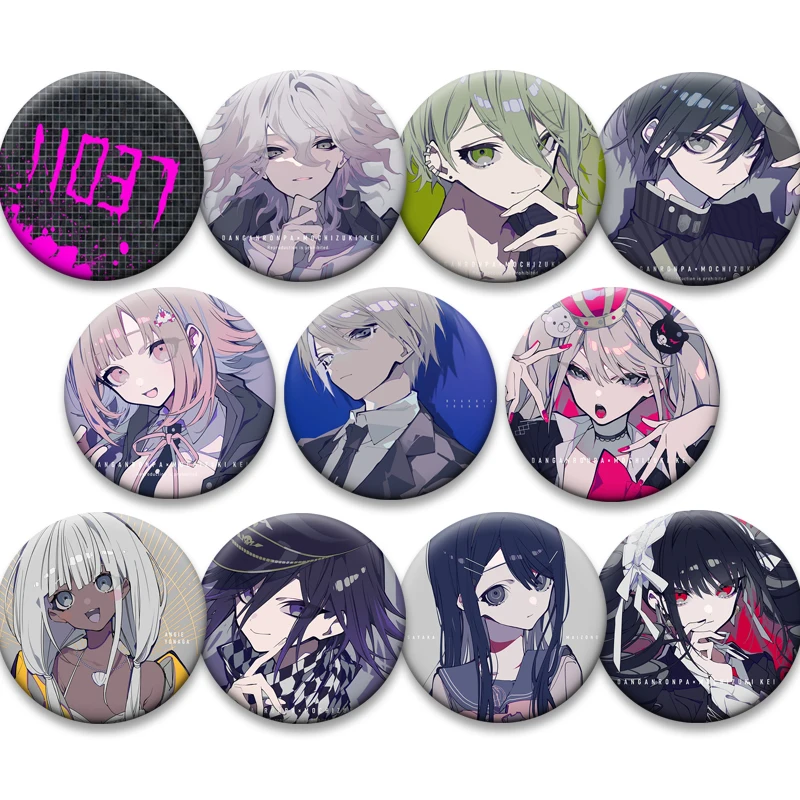 Round Anime Enamel Pins Game Danganronpa Brooches Naegi Makoto Kirigiri Kyoko Maizono Sayaka Cartoon Badge Exquisite Accessories