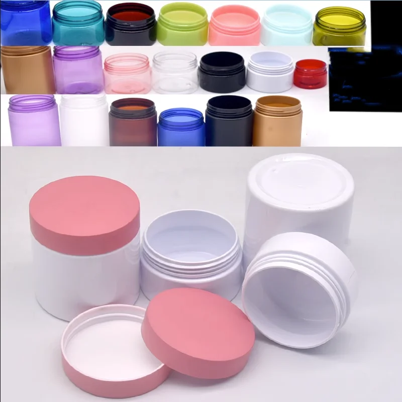 10/30/50pcs 50-250g Empty White PET Cosmetic Jar Cream Jar Facial Mask Pot Powder Jar With Matte Pink Lid Cosmetic Container