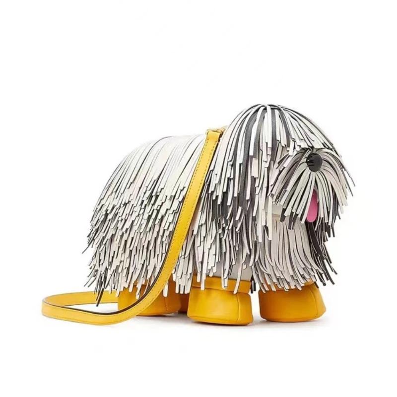 

Cute Creative And Funny Dog Handbag New Personalized Design Sheepdog Tassel Puppy Single-Shoulder Crossbody Bag