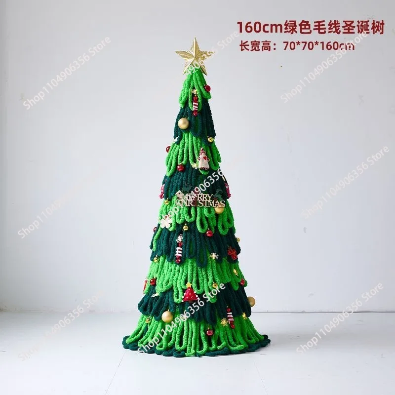 Knitted Yarn Christmas Tree, Large Floor Standing Xmas Decor Set for Shopping Window & Holiday Scene Layout