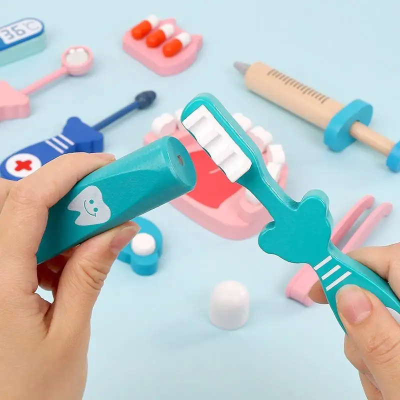 Dental Kit Toy Dentistry Toys Role Play Dentist Check Teeth Educational Kids Toys Simulation Doctors Set For Boy Girls Gift