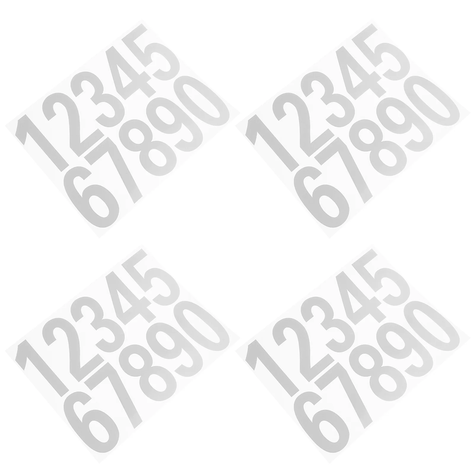 4 Sets Digital Stickers Car Hotel Door Number Address Label Mailbox Reflective Decal The