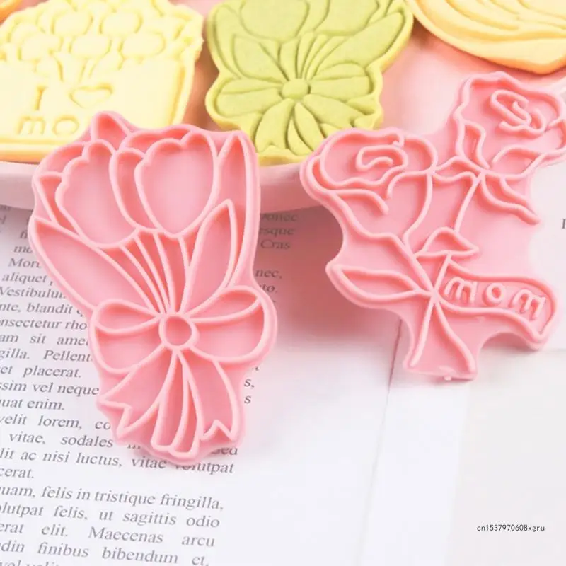 Biscuit Stamps Mothers' Day Theme Plastic Cookie Molds for Special Greetings