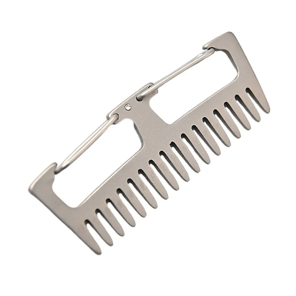 1Pcs Portable Outdoor Comb Titanium Alloy Anti-Static Keychain Lightweight Multi-Function Small Travel Comb Outdoor Supplies