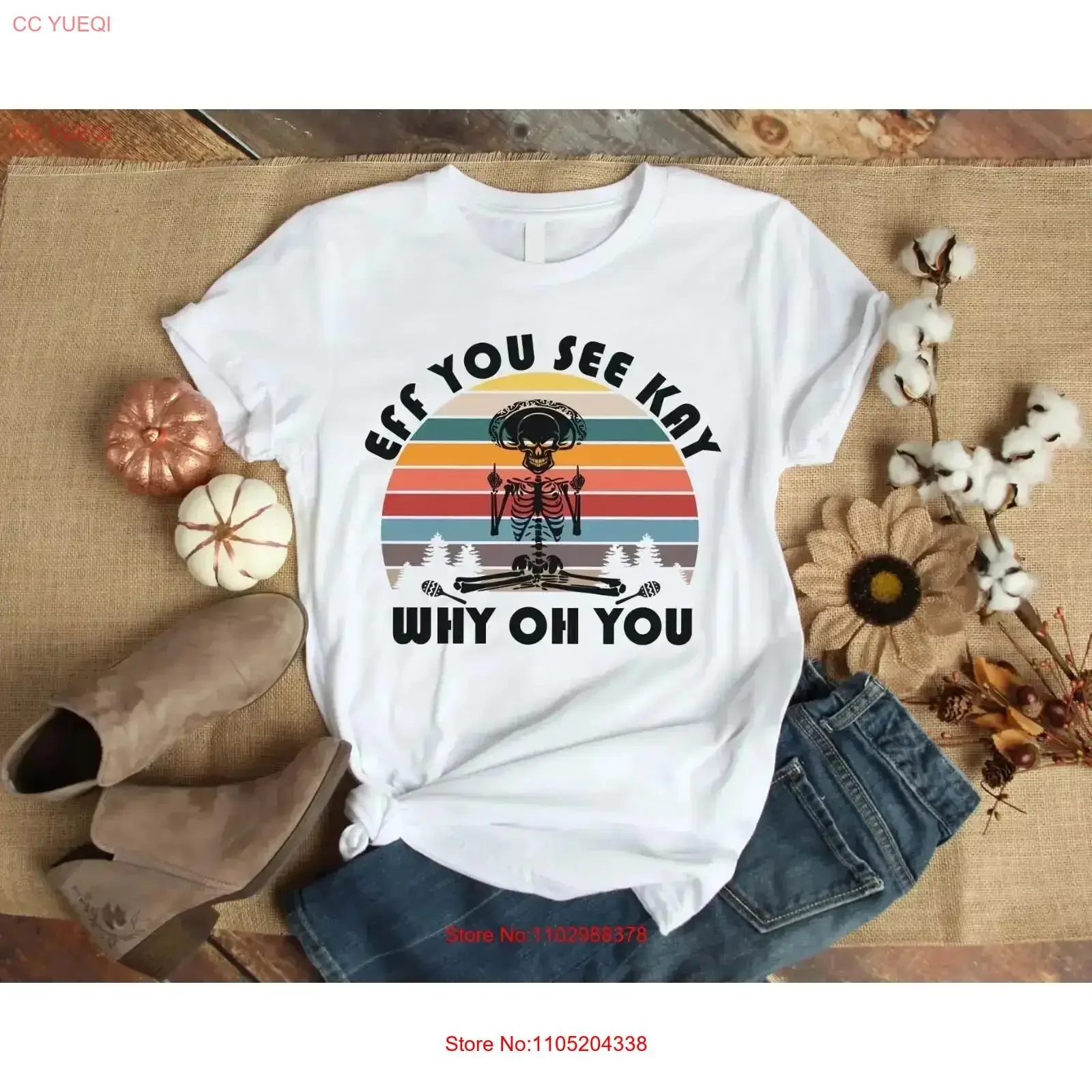 

Винтажная футболка Eff You See Kay Why Oh Skeleton, модная дышащая уличная одежда, мягкая растянутая мужская стильная винтажная футболка