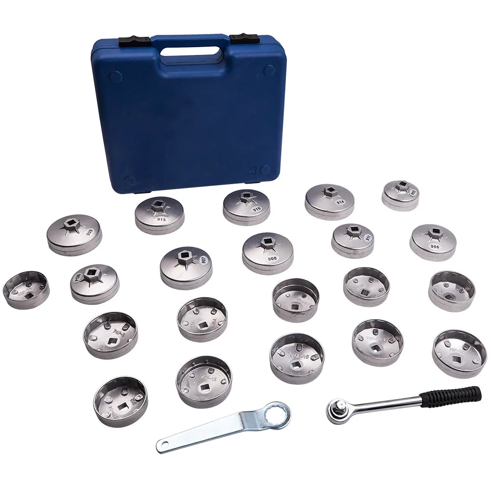 23pcs Oil Filter Wrench Set Aluminum Alloy Cup Type Kit Drive Cap Removal Tool Set for Lexus, for GMC, for Ford