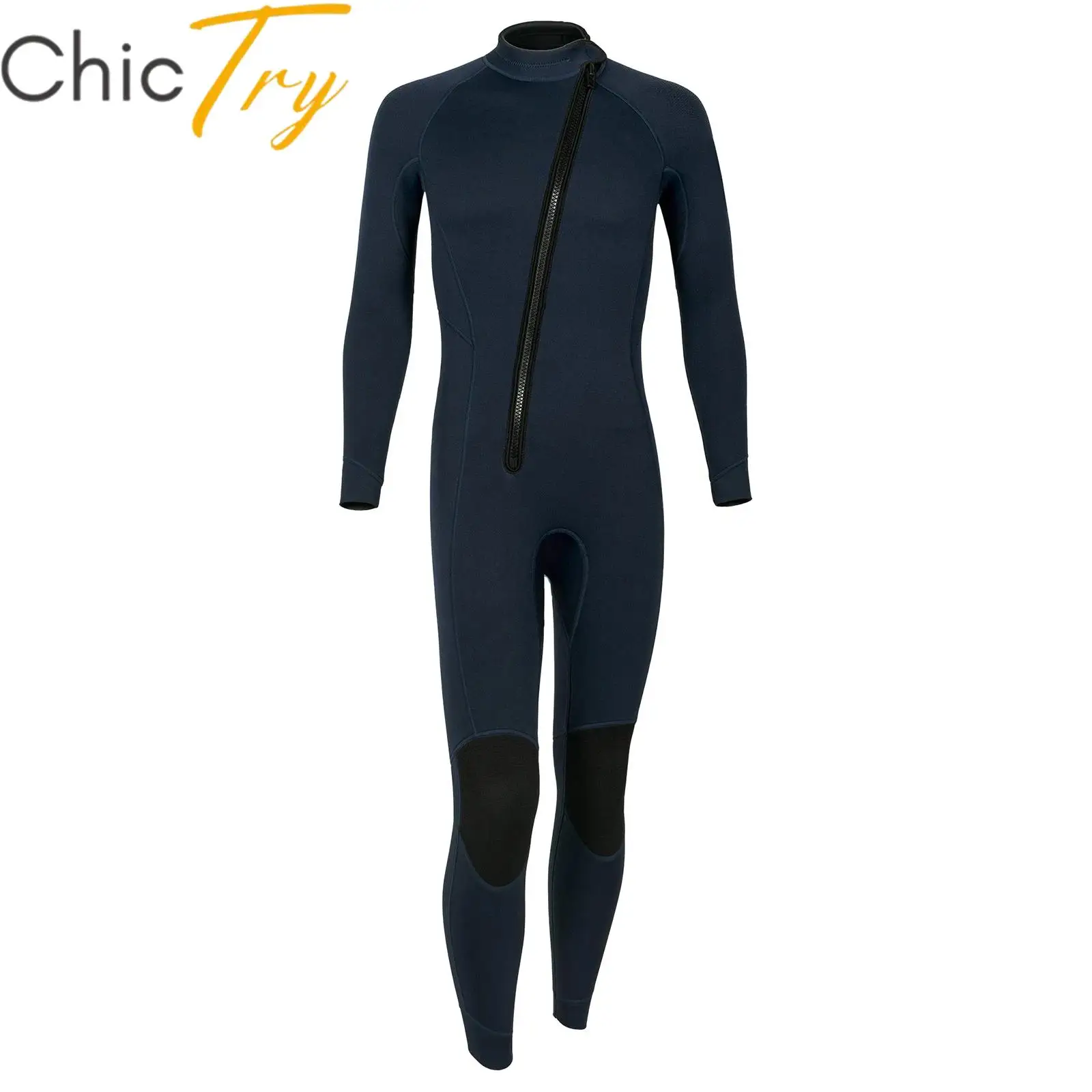 

Mens 3mm Neoprene One-Piece Thermal Wetsuit Long Sleeve Jumpsuit for Summer Holiday Beachwear Swimming Surfing Snorkeling Diving