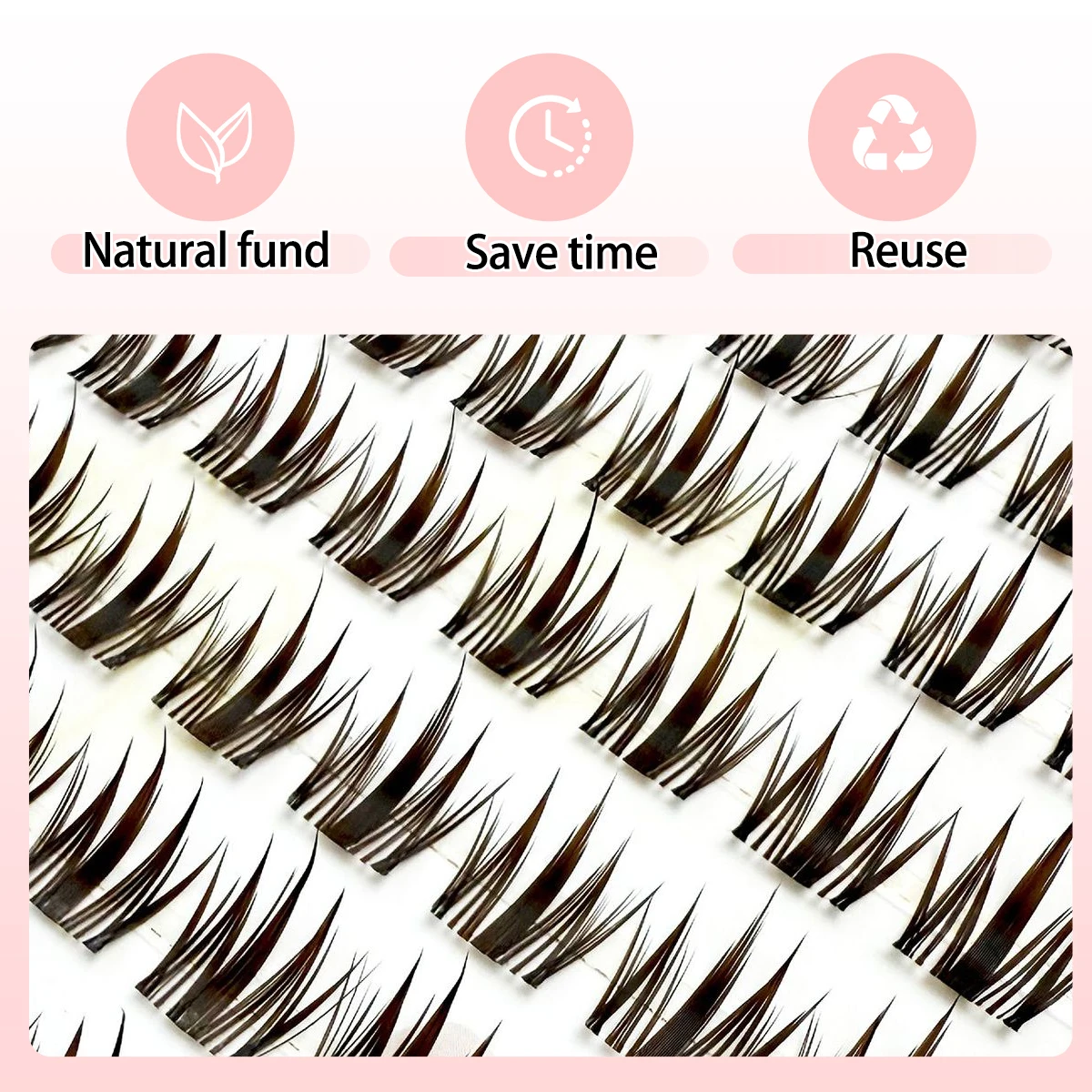 마그네틱 노 접착제 속눈썹 72클러스터 자연스러운 위스키 속눈썹 재사용 가능한 인조 속눈썹 푹신한 컬 초박형 초보자 용