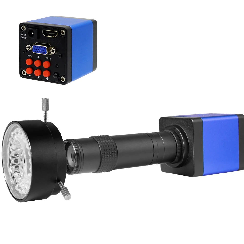 Imagem -04 - Hdmi Vga Microscópio Digital de Vídeo Industrial Câmera 130x c Montagem Lente Suporte Aéreo 40led Luz para Reparação Solda 13mp 1080p
