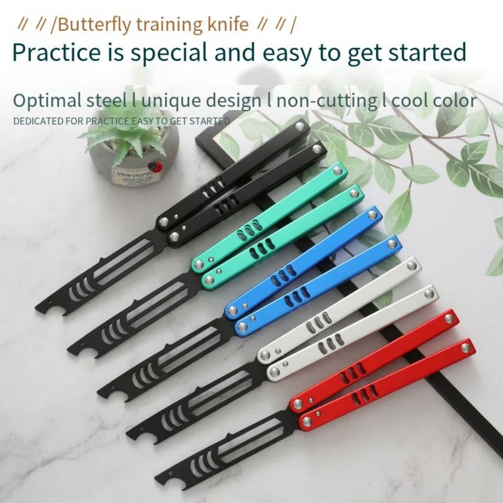 440C Blade Aluminum Alloy Handle Balisong Trainer No Sharp Tanto Folding Knife Outdoor Pocket EDC Training Flail Practice Tools - view 4