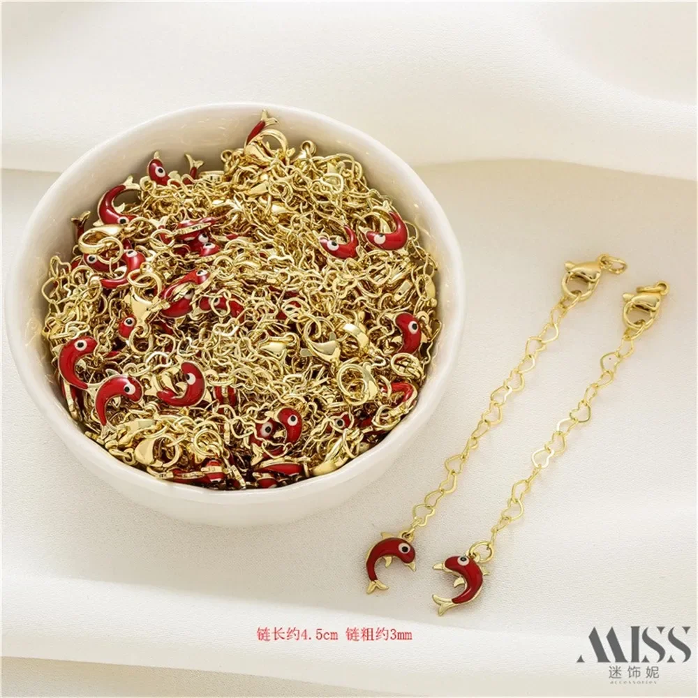 14K الذهب ملفوفة الحب ذيل حصان سلسلة معلقة دولفين الفلفل قطرة الماء جراد البحر مشبك الذيل سلسلة DIY بها بنفسك اليدوية مجوهرات اكسسوارات