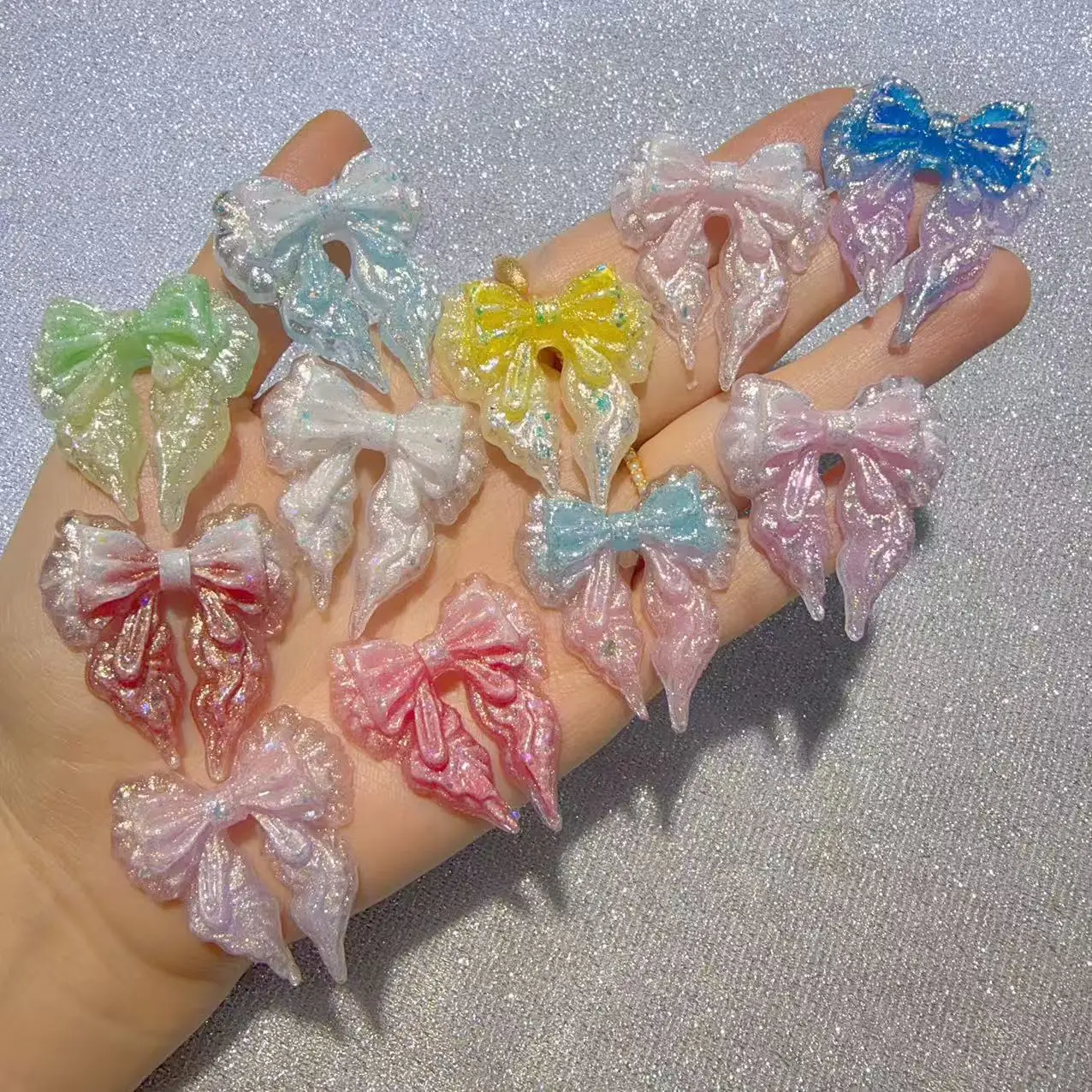 100PCS Lace Edge Bow Resin 40 × 35MM Night Light Handmade DIY Jewelry Accessories Materials Home Decoration