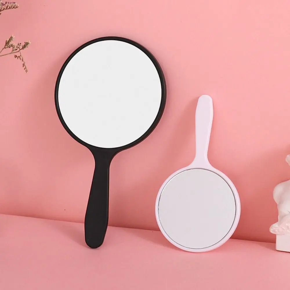 Creative Small Round Handheld Mirror With Handle Anti-fall Makeup Mirror Hand Compact Mirror for Women Home Decor