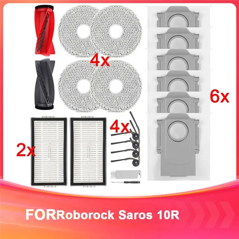 

Accessories Part For Roborock Saros 10R Robot Vacuum, Main Brush, HEPA Filters, Side Brushes,Mop Cloth Pads,Dust Bags