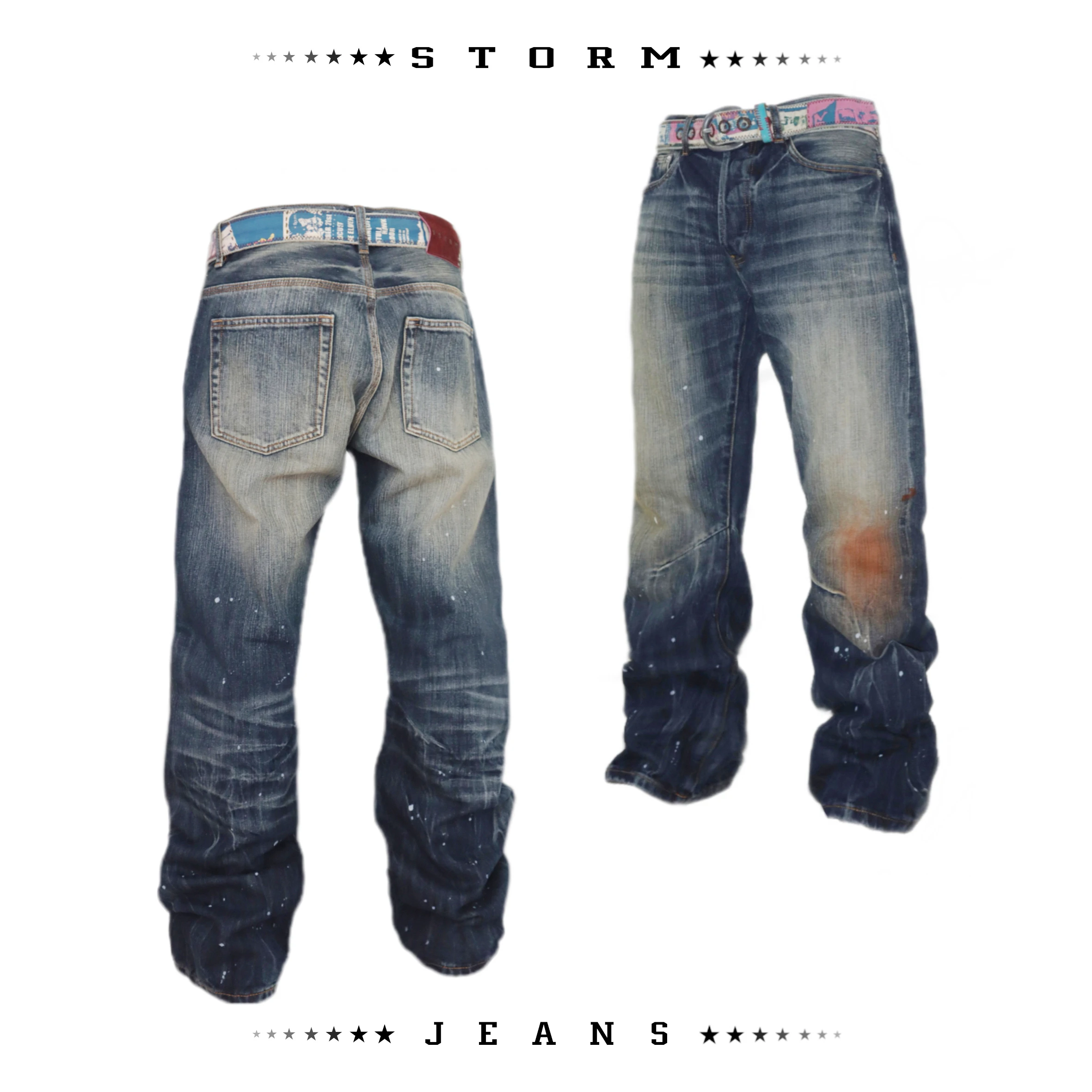 

Мужские джинсы Waed Vintage Distred Straight Leg 5 Oz Red из денима, расклешенные, свободного кроя, классические, в стиле Clean Fit