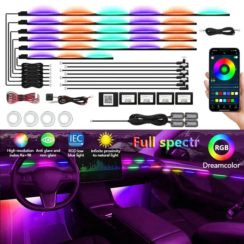 22 In 1 Neon Kit LED Car Light Accessories Interior Ambient Light Decorative Car Lamps BMW Toyota  Tesla Car Atmosphere Lamps