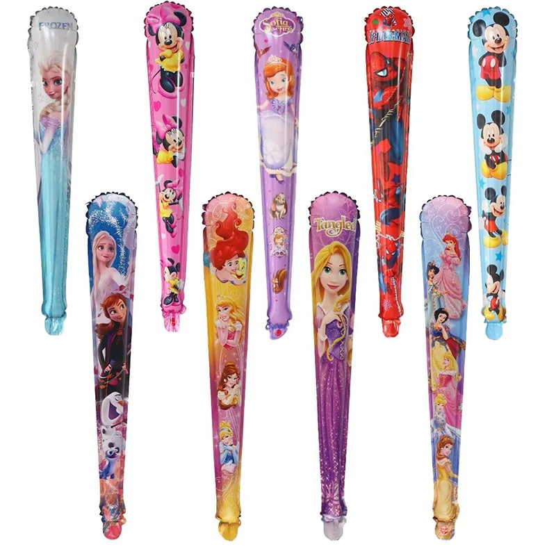 10Pcs Disney Cartoon Hand Held Stick Foil Balloon Set Frozen Mermaid Princess Spiderman Mickey Kid Toy Birthday Party Decoration