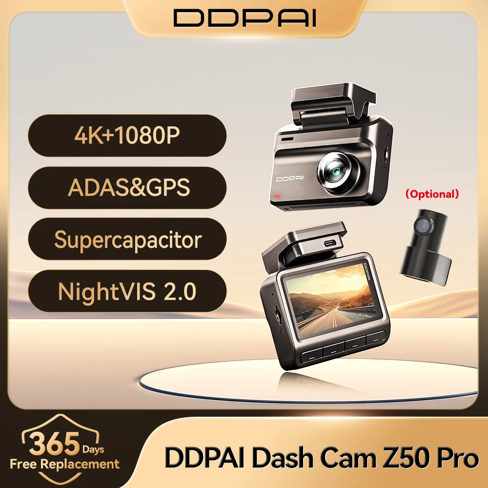 2025 New DDPAI Dash Cam Z50 Pro 4K UHD 3"IPS Display Built-in GPS ADAS Dual-channel Car DVR Wi-Fi 24H Parking Monitor Dashcam