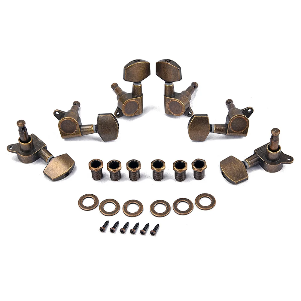 

6Pcs Guitar Machine Heads Bronze Tuning Pegs Heavy Complete Replacement Set for Electric Acoustic Guitar