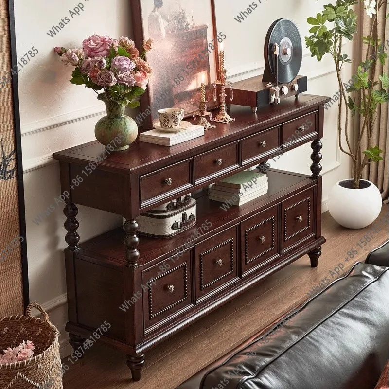 

Z French paint solid wood modern simple black retro locker small apartment decorative cabinet