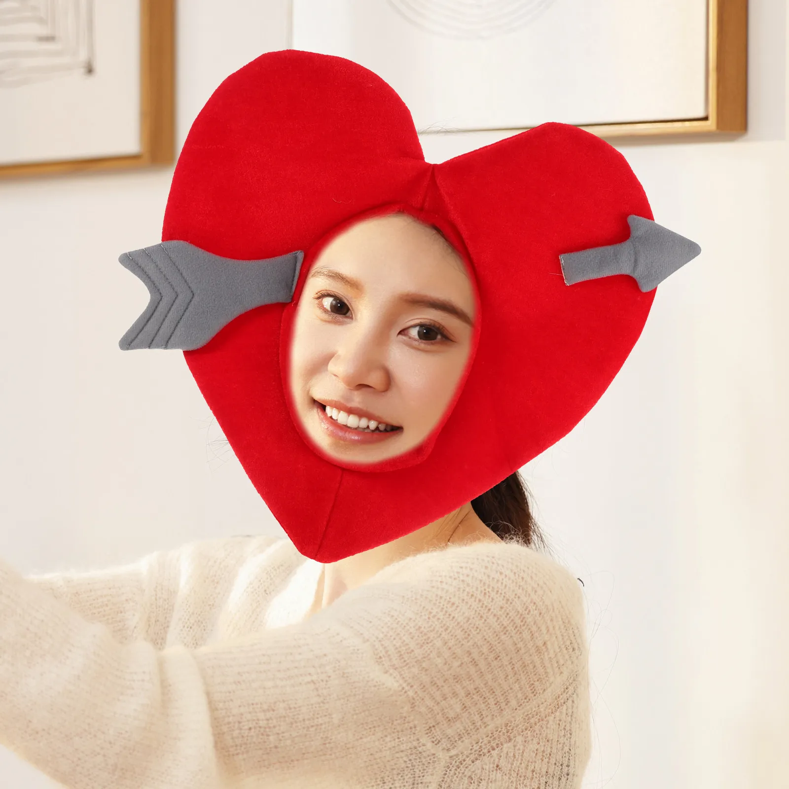 Sombrero en Forma de Corazón Estilo de Dibujos Animados Flecha de Cupido Térmico para Fiesta Disfraz de San Valentín Accesorio para Fotos Sombrero de Halloween