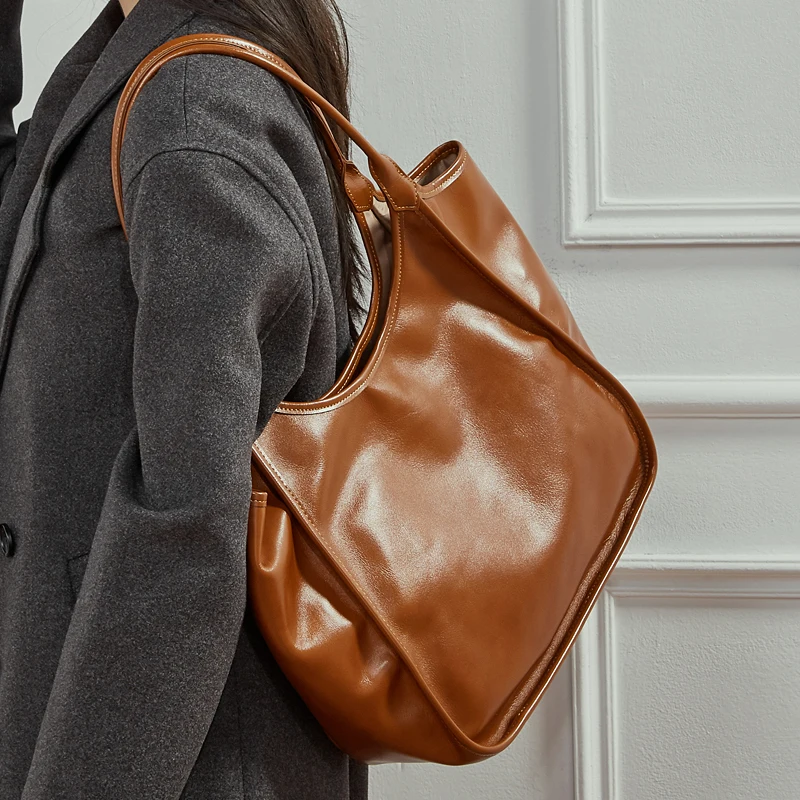 

Toptrends Retro Genuine Leather Tote Shoulder Bags For Women 2025 Luxury Designer Large Capacity Shopper Office Ladies Handbags