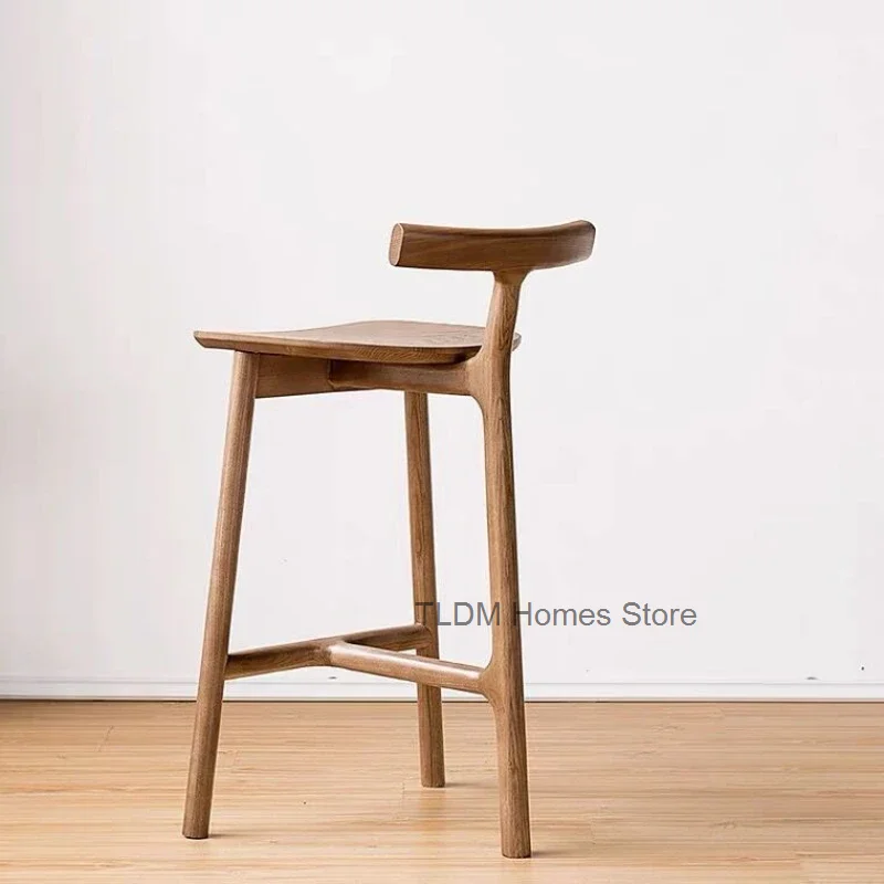 

Nordic Solid Wood Bar Chair Simple Fashion Island Designer Creative Leisure Modern Home Rear Chair Bank Para Bar