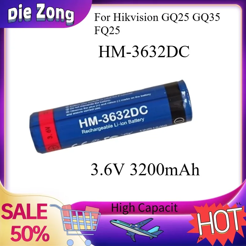 

3.6V 3200mAh HM-3632DC Lithium-ion Battery for Hikvision GQ25 GQ35 FQ25 Thermal Imaging Search Devices Rechargeable Batteries