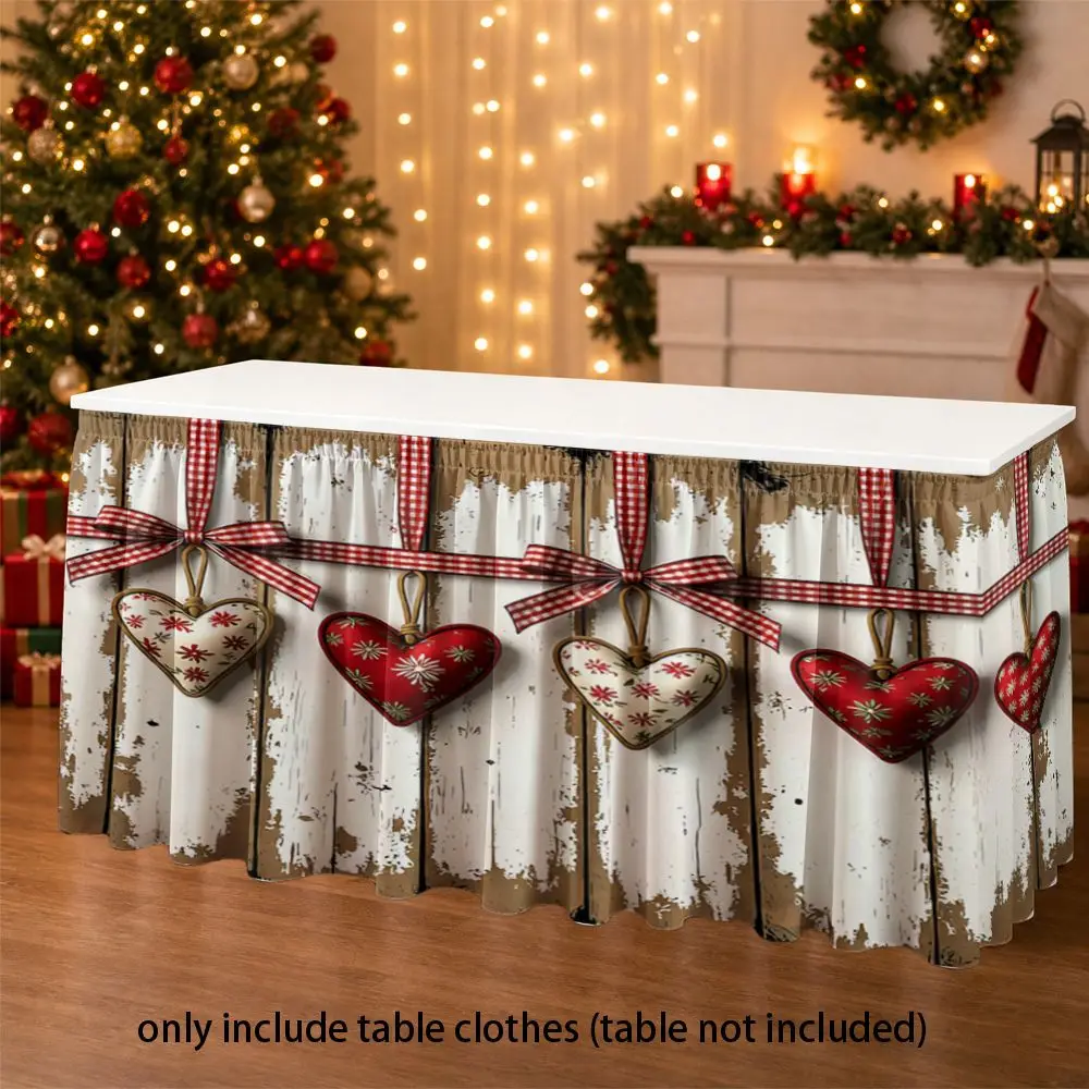 Handmade country-style table skirt, featuring checkered ribbons and linen trimmings - multi-functional