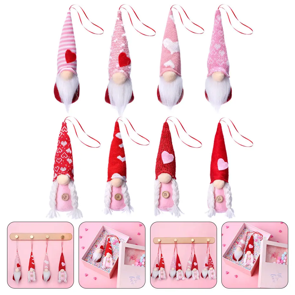 

8Pcs Valentine Gnome Hanging Decorations Lightweight Non-Woven Fabric Romantic Party Home Store Festival Ornament
