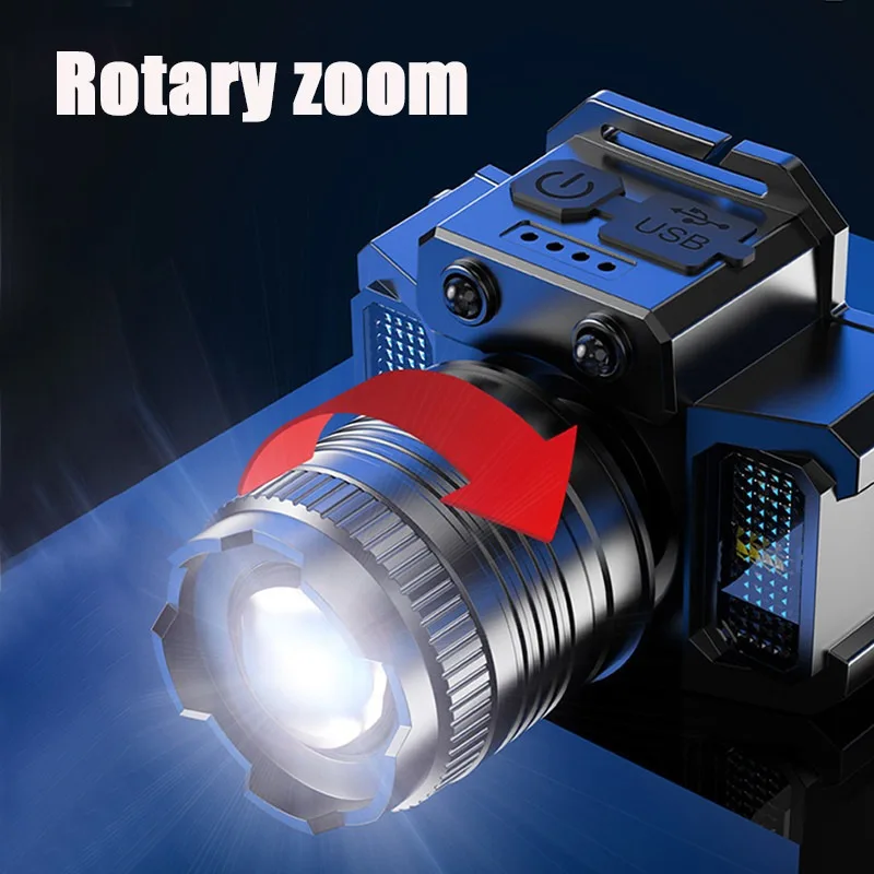 Headlight Rechargeable Waterproof Headlamp Heavy Duty  High Power Led Flashlight  Head Flashlight Rechargeabl Water Proof