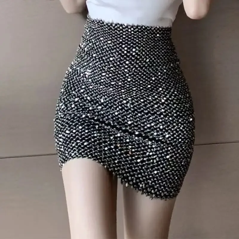 Women\'s Skirt Luxury Wrap Night Club Clothes Outfit Tight Skirts for Woman Sequin Sexy High Waist Summer 2025 Fashion Streetwear