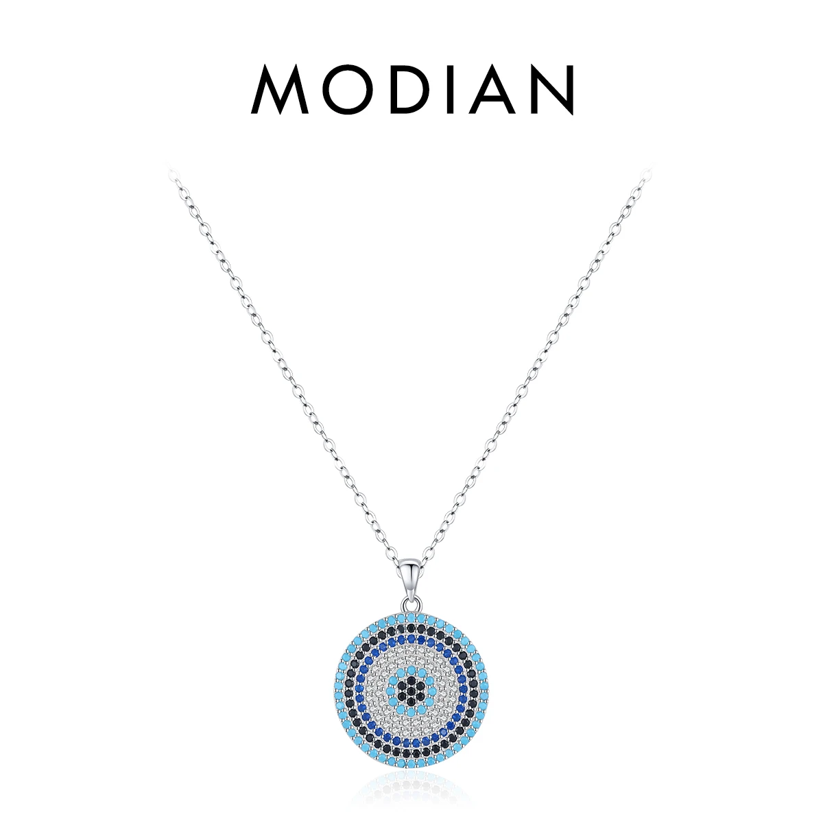 MODIAN Halskette aus 925er-Sterlingsilber, sexy Wimpern, der Hand von Fatima, türkisfarbener Anhänger, glückliches blaues Auge, Halskette für Frauen, edler Schmuck, Geschenk