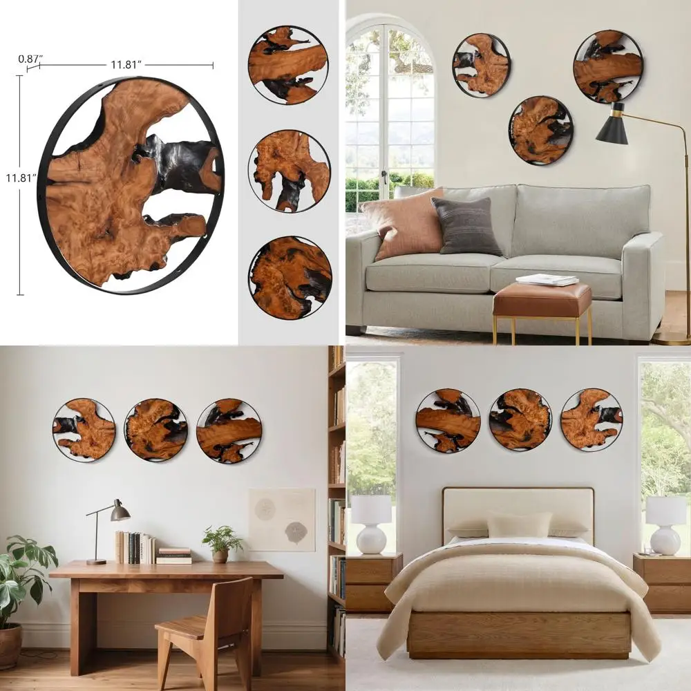 

Round Cedar Wood Wall Decorations, 11.81 L x 0.87 W x 11.81 H, Hanging Ornaments for Home, Office, Living Room, Bedroom, Bathroo